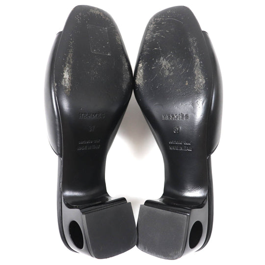 HERMES Mule 221023Z Main: Leather black Area Lab Women 37 Used Authentic