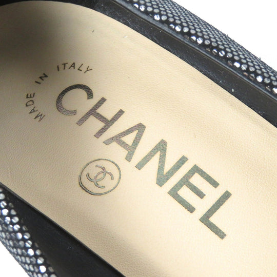 CHANEL pumps G28557 Main: Leather Silver Black type Women 35.5 Used Authentic