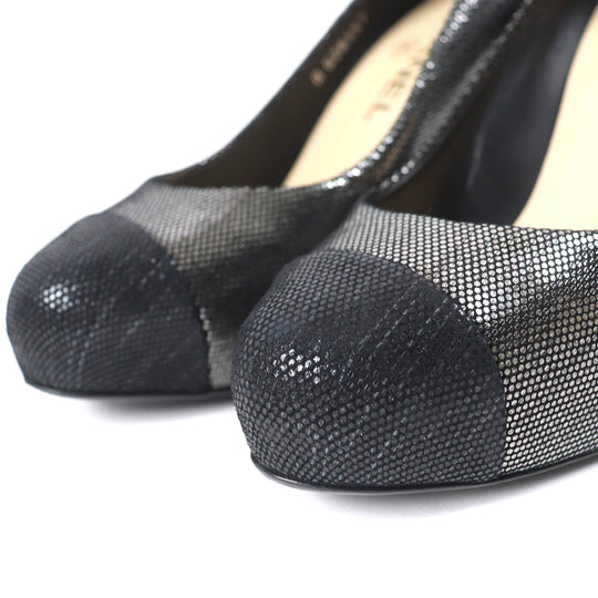 CHANEL pumps G28557 Main: Leather Silver Black type Women 35.5 Used Authentic