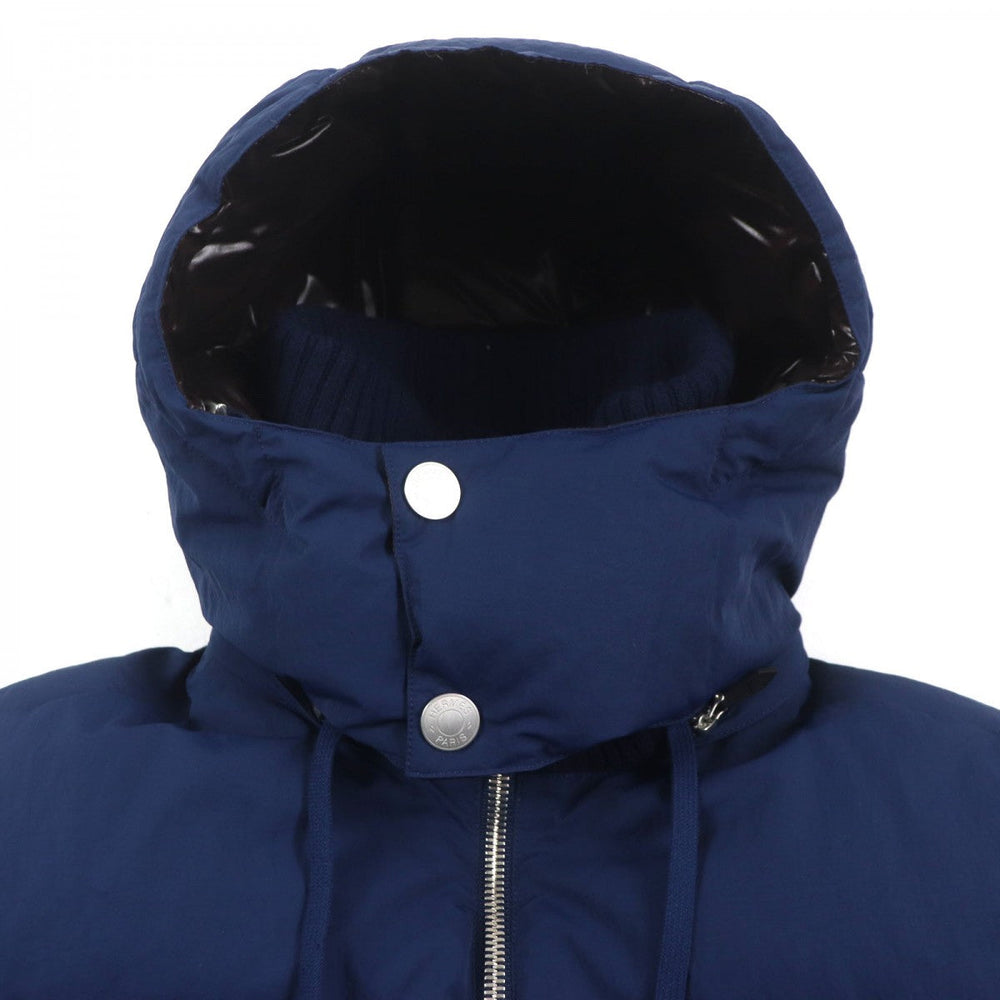 HERMES Down jacket Main: 100% nylon, Lining: 100% nylon, Leather part: sheepskin, Part: 68% wool, Part: 29% cashmere Navy mens 46 Used Authentic