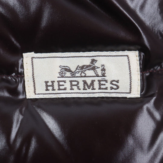 HERMES Down jacket Main: 100% nylon, Lining: 100% nylon, Leather part: sheepskin, Part: 68% wool, Part: 29% cashmere Navy mens 46 Used Authentic