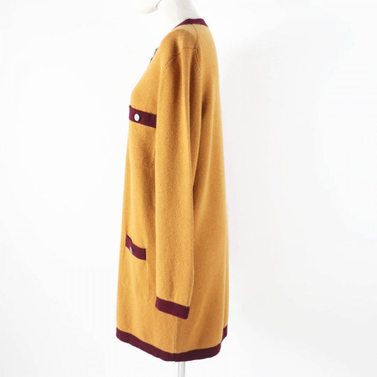 CHANEL cardigan P71510 Main: 100% cashmere Mustard Bordeaux Women 42 Used Authentic