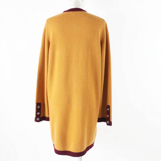 CHANEL cardigan P71510 Main: 100% cashmere Mustard Bordeaux Women 42 Used Authentic