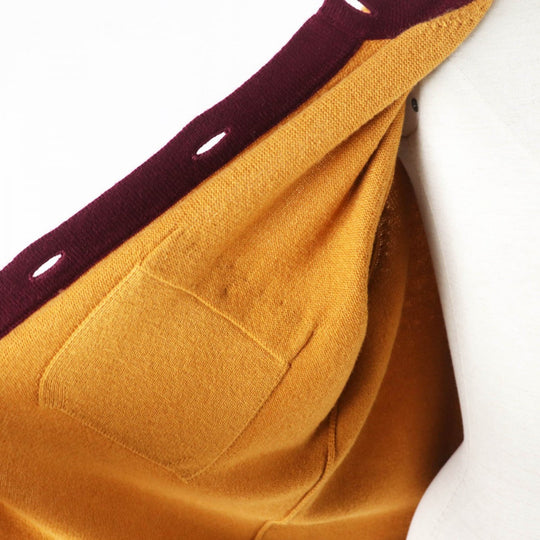 CHANEL cardigan P71510 Main: 100% cashmere Mustard Bordeaux Women 42 Used Authentic