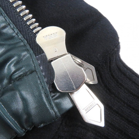 HERMES Down jacket Main: 100% cashmere, Lining: 63% polyester, Lining: 37% nylon, Part: 68% wool, Part: 29% cashmere Navy mens 46 Used Authentic