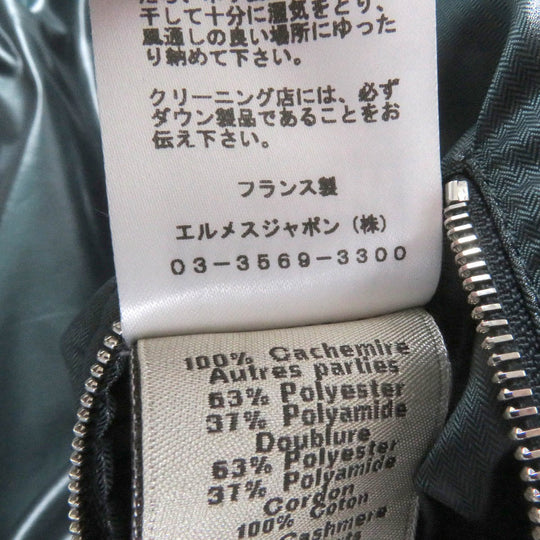 HERMES Down jacket Main: 100% cashmere, Lining: 63% polyester, Lining: 37% nylon, Part: 68% wool, Part: 29% cashmere Navy mens 46 Used Authentic