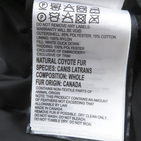 CANADA GOOSE Down jacket 2301JM Outer: 85% polyester, Outer: 15% cotton, Lining: 100% nylon, Filling: down, Fur: coyote black Russell Parka Russell mens S Used Authentic