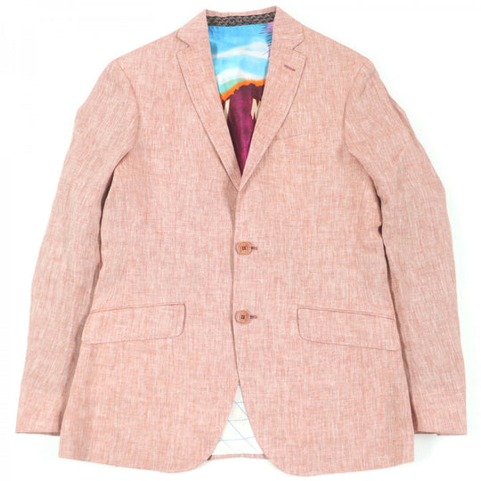 ETRO tailored jacket Outer: 100% linen, Lining: 50% rayon, Lining: 50% cupra, Sleeve lining: 100% rayon pink mens 46 Used Authentic