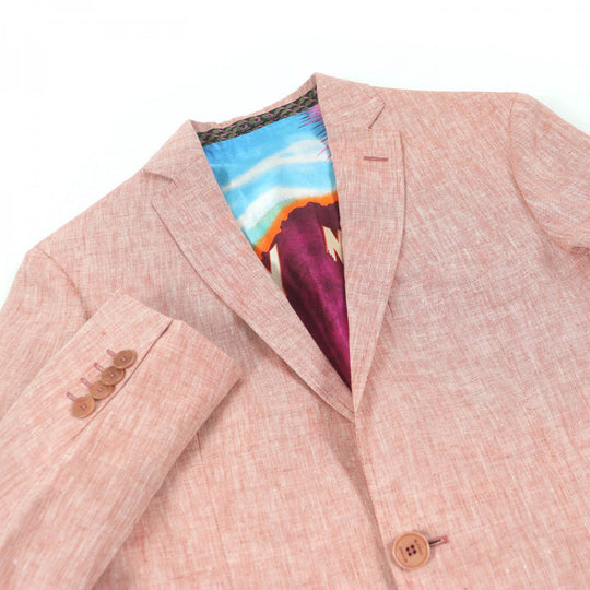 ETRO tailored jacket Outer: 100% linen, Lining: 50% rayon, Lining: 50% cupra, Sleeve lining: 100% rayon pink mens 46 Used Authentic