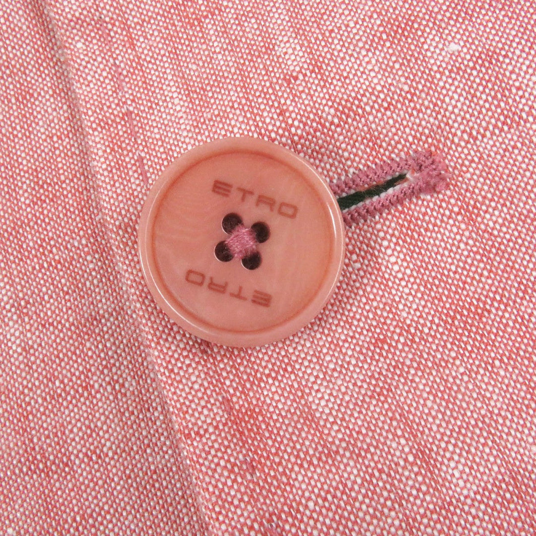 ETRO tailored jacket Outer: 100% linen, Lining: 50% rayon, Lining: 50% cupra, Sleeve lining: 100% rayon pink mens 46 Used Authentic