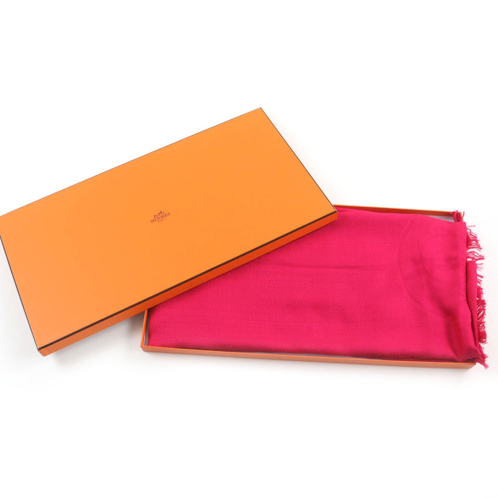 HERMES Stall Main: 65% cashmere, Main: 35% silk pink Women Used Authentic