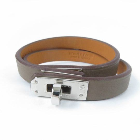 HERMES bracelet Vaux Swift, Stainless Steel Brown Kelly bag tour Women Used Authentic