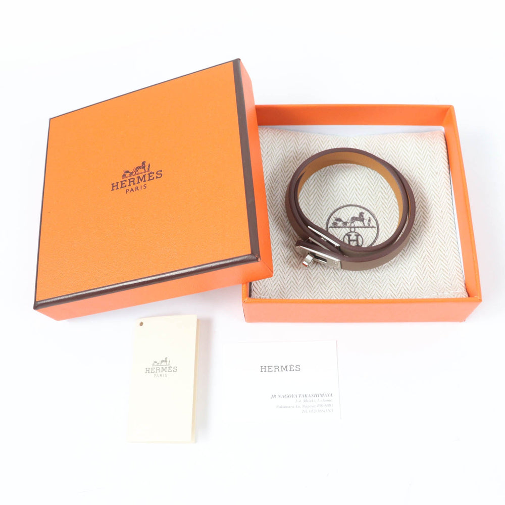HERMES bracelet Vaux Swift, Stainless Steel Brown Kelly bag tour Women Used Authentic