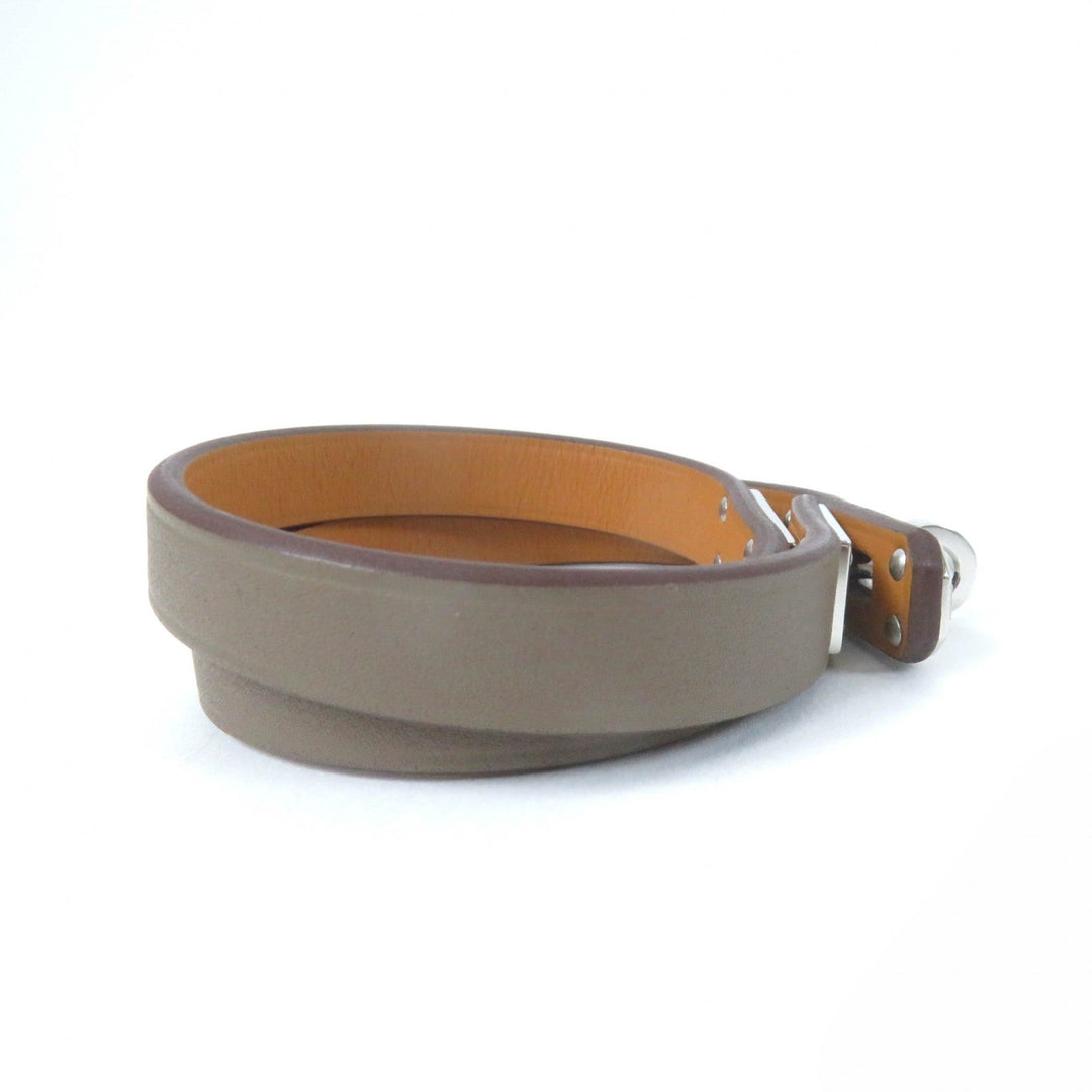 HERMES bracelet Vaux Swift, Stainless Steel Brown Kelly bag tour Women Used Authentic