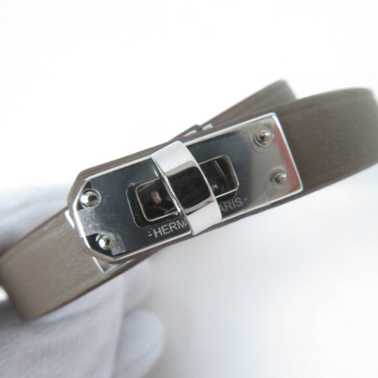 HERMES bracelet Vaux Swift, Stainless Steel Brown Kelly bag tour Women Used Authentic