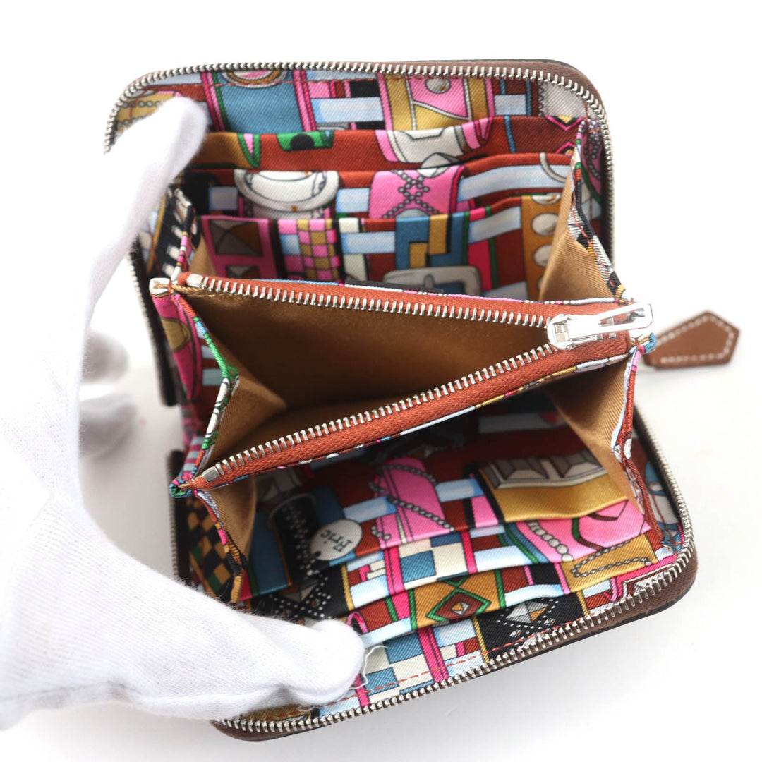 HERMES Coin case Epsom mocha Azap compact silk in
