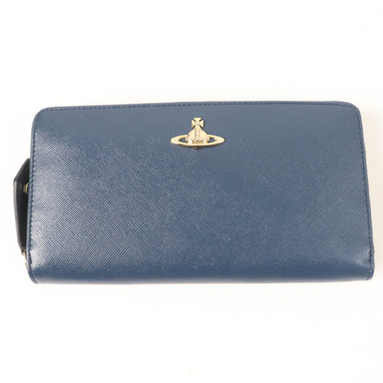 Vivienne Westwood Long Wallet Purse Main: Saffiano leather blue Women Used Authentic