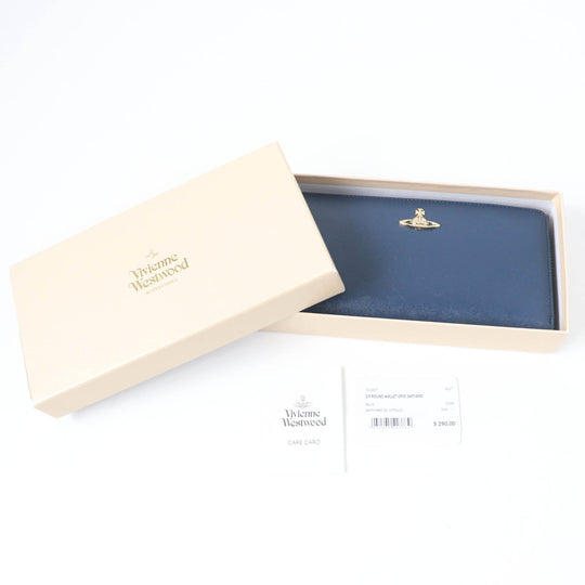 Vivienne Westwood Long Wallet Purse Main: Saffiano leather blue Women Used Authentic