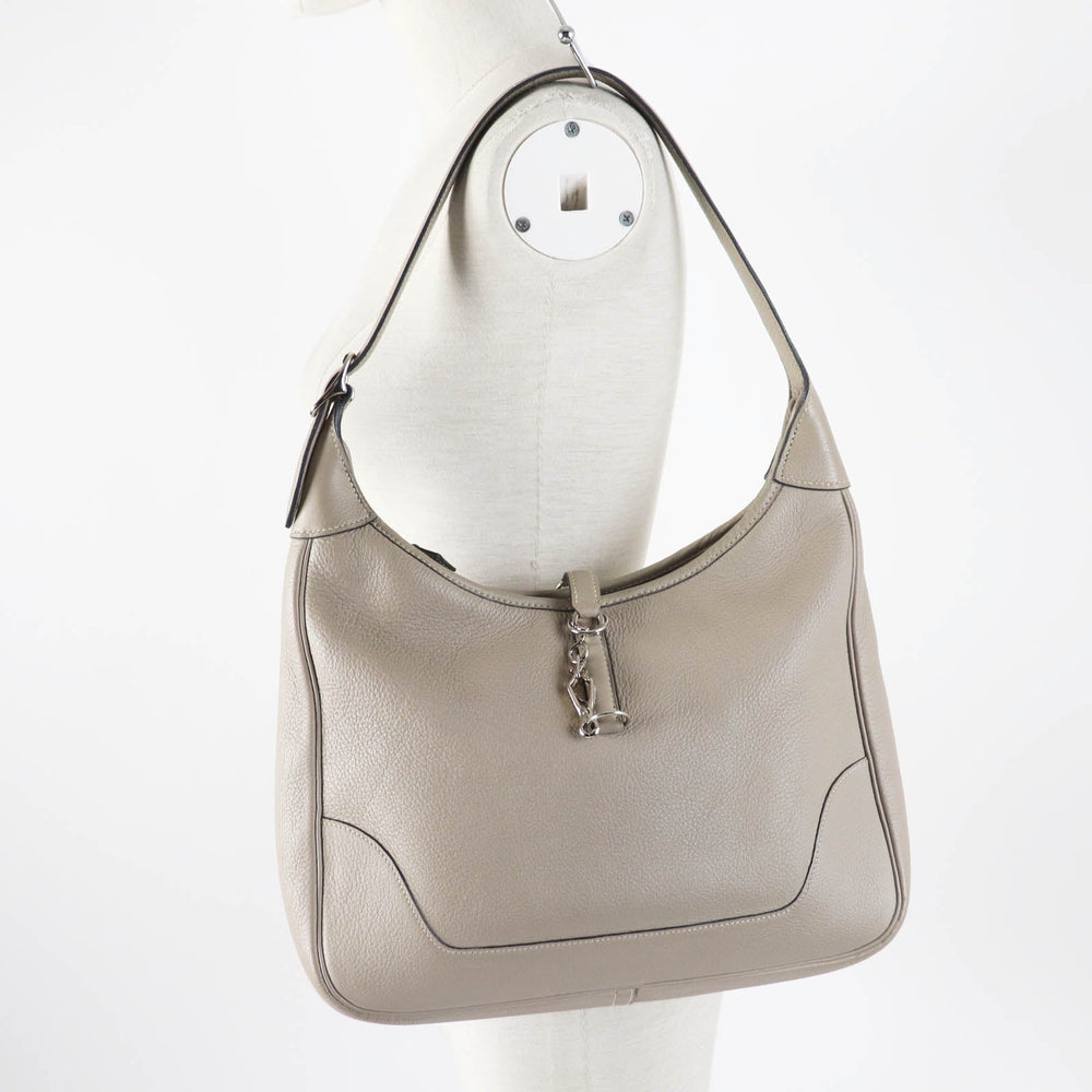 HERMES Shoulder Bag Taurillon Clemence Trutierle Gray Trim 31 Women Used Authentic