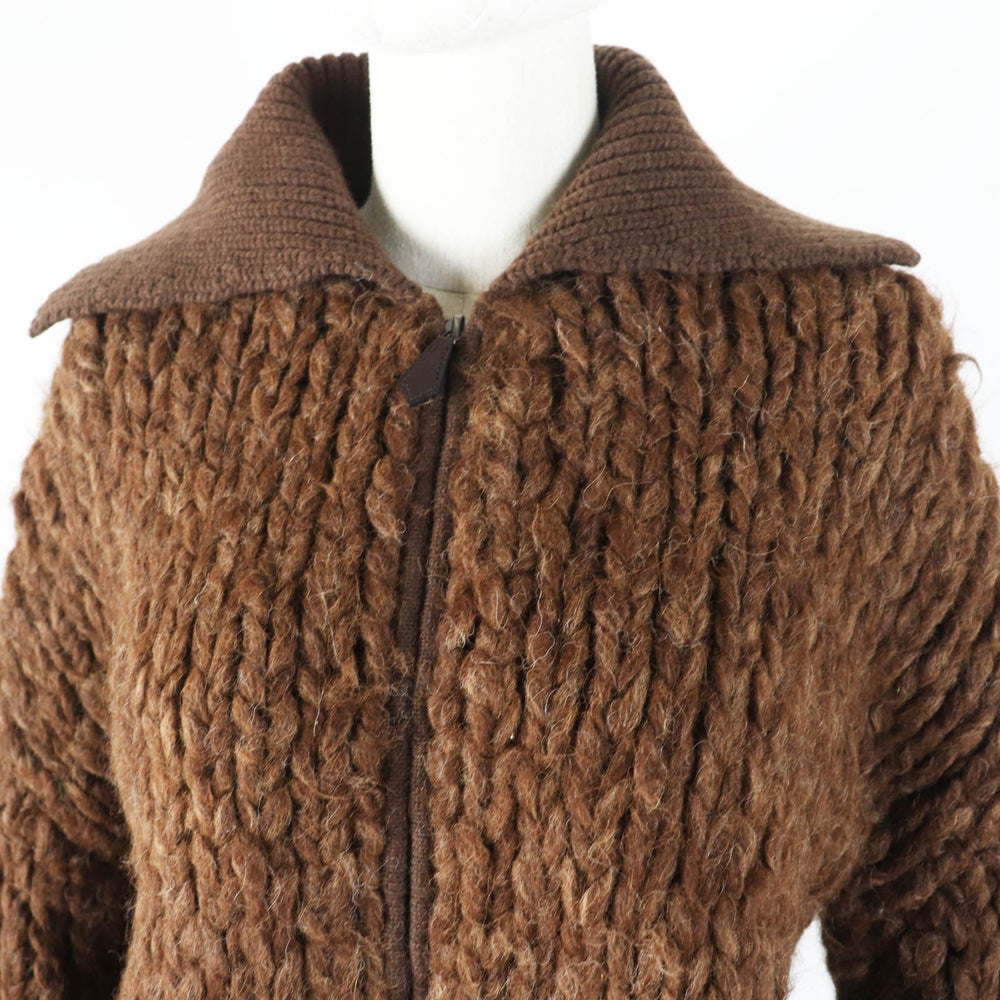 HERMES Blouson Outer: 85% alpaca, Outer: 15% wool, Lining: 100% cashmere, Part: 100% cashmere, Part: cowhide Ecorse Women 38 Used Authentic