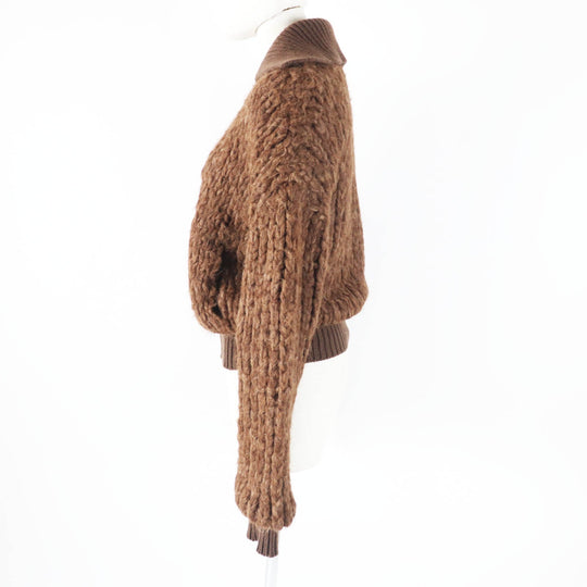 HERMES Blouson Outer: 85% alpaca, Outer: 15% wool, Lining: 100% cashmere, Part: 100% cashmere, Part: cowhide Ecorse Women 38 Used Authentic