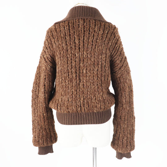 HERMES Blouson Outer: 85% alpaca, Outer: 15% wool, Lining: 100% cashmere, Part: 100% cashmere, Part: cowhide Ecorse Women 38 Used Authentic