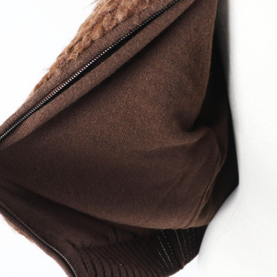 HERMES Blouson Outer: 85% alpaca, Outer: 15% wool, Lining: 100% cashmere, Part: 100% cashmere, Part: cowhide Ecorse Women 38 Used Authentic