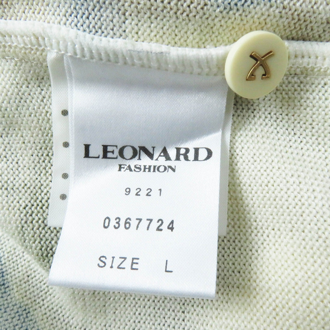 LEONARD FASHION cardigan Outer: 75% wool, Outer: 25% silk Ivory Multi Women L Used Authentic