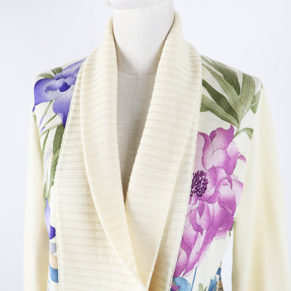 LEONARD FASHION cardigan Outer: 75% wool, Outer: 25% silk Ivory Multi Women L Used Authentic