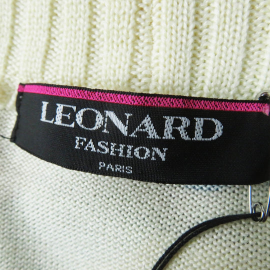 LEONARD FASHION cardigan Outer: 75% wool, Outer: 25% silk Ivory Multi Women L Used Authentic