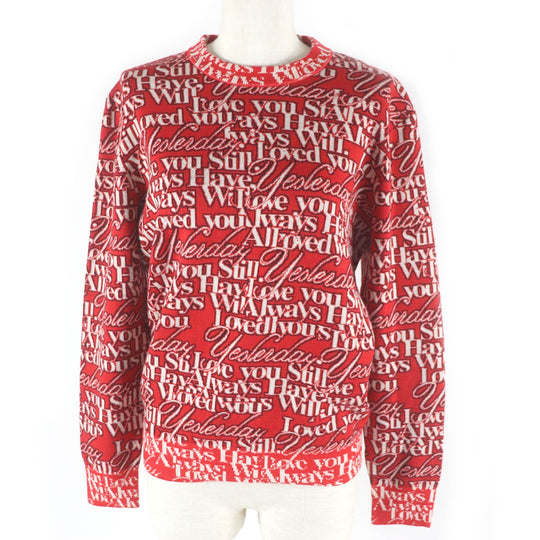 BALENCIAGA sweater 570818 Main: 95% wool, Main: 5% polyester, Part: 80% wool, Part: 8% nylon, Part: 2% polyurethane Red Women XS Used Authentic
