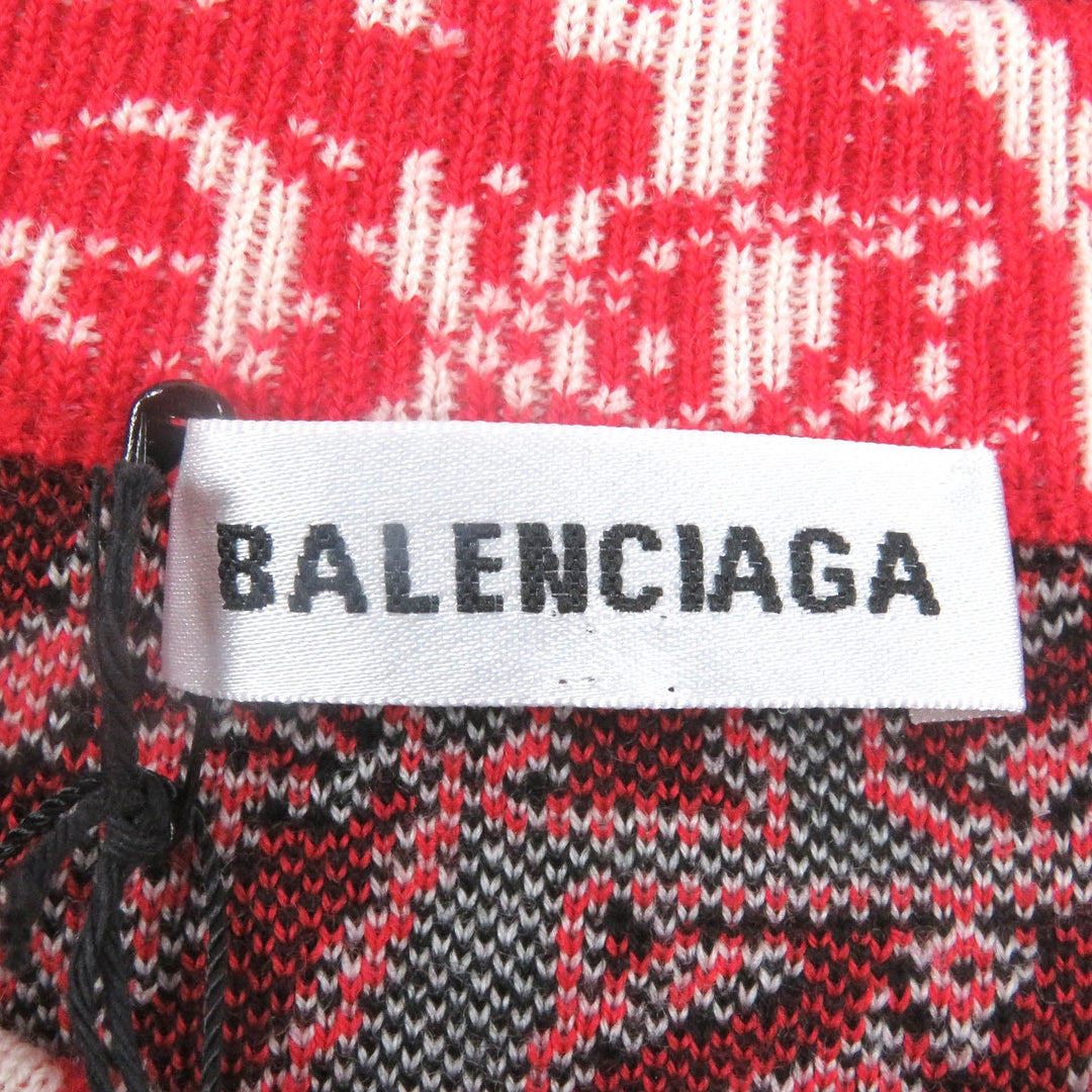 BALENCIAGA sweater 570818 Main: 95% wool, Main: 5% polyester, Part: 80% wool, Part: 8% nylon, Part: 2% polyurethane Red Women XS Used Authentic