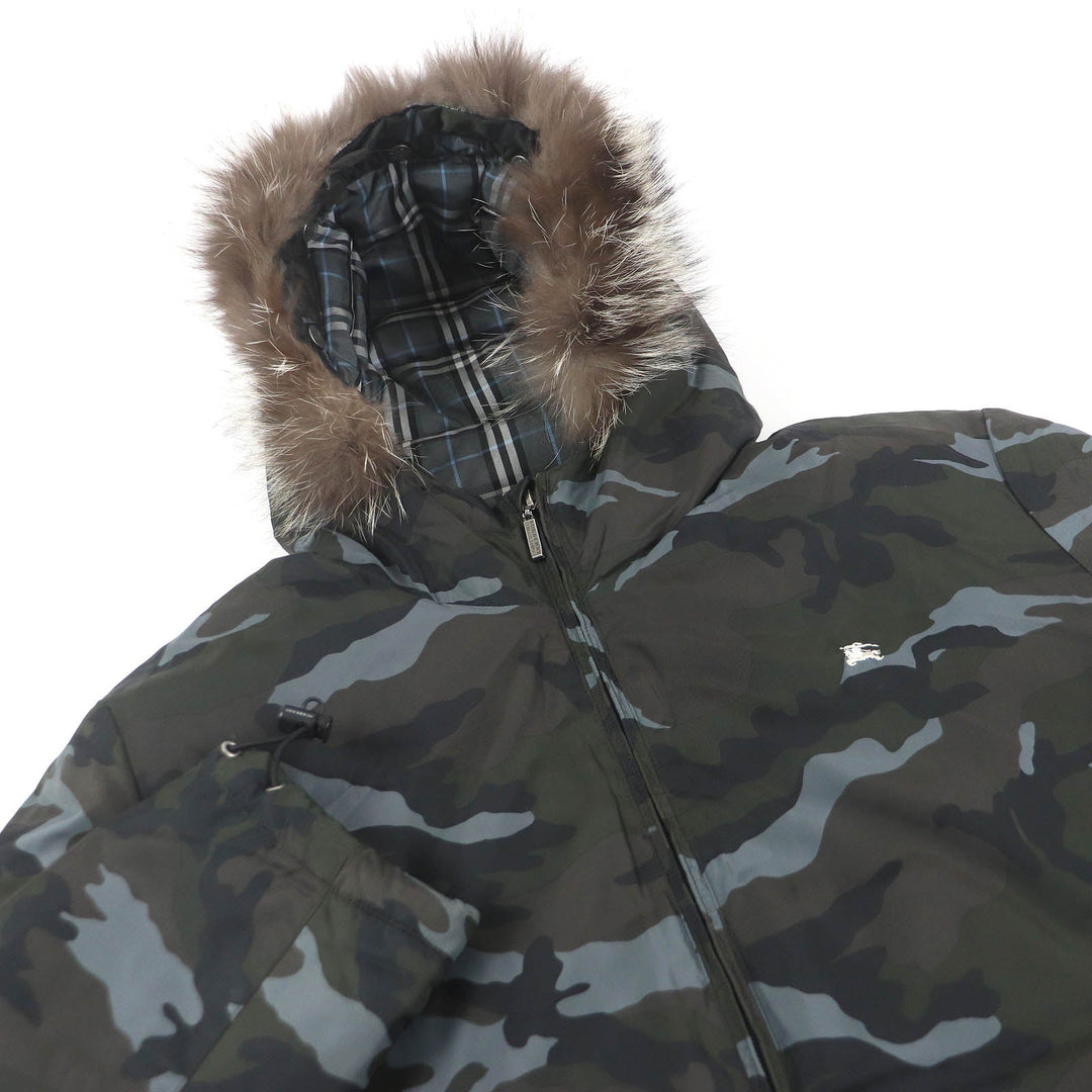 BURBERRY BLACK LABEL Down jacket Main: 100% nylon, lining: polyester, lining: cupra, sleeve lining: cupra, padding: 95% down Khaki type mens M Used Authentic