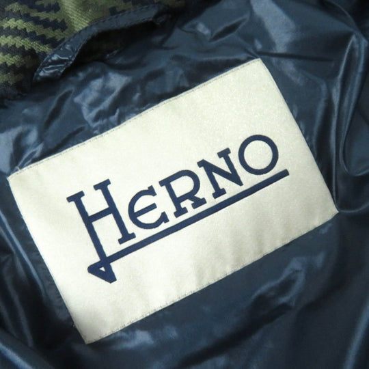 Herno Down jacket PI0714D-12184 Outer: 100% polyamide (nylon), Lining: 100% polyamide (nylon), Filling: 80% down, Filling: 10% feather Navy Khaki type Women 38 Used Authentic