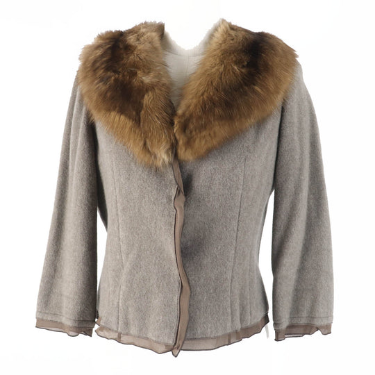 FOXEY Jacket 19625 Main: 100% cashmere, Lining: 97% silk, Lining: 3% polyurethane, Fur: Russian sable Brown Women 40 Used Authentic