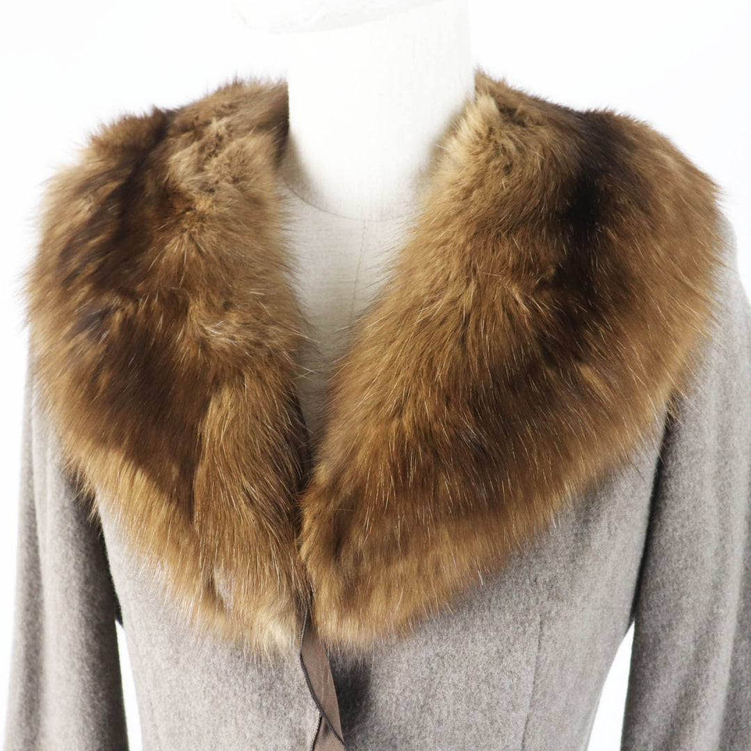 FOXEY Jacket 19625 Main: 100% cashmere, Lining: 97% silk, Lining: 3% polyurethane, Fur: Russian sable Brown Women 40 Used Authentic