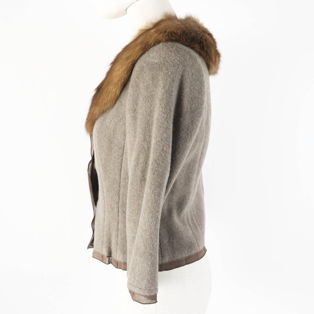FOXEY Jacket 19625 Main: 100% cashmere, Lining: 97% silk, Lining: 3% polyurethane, Fur: Russian sable Brown Women 40 Used Authentic