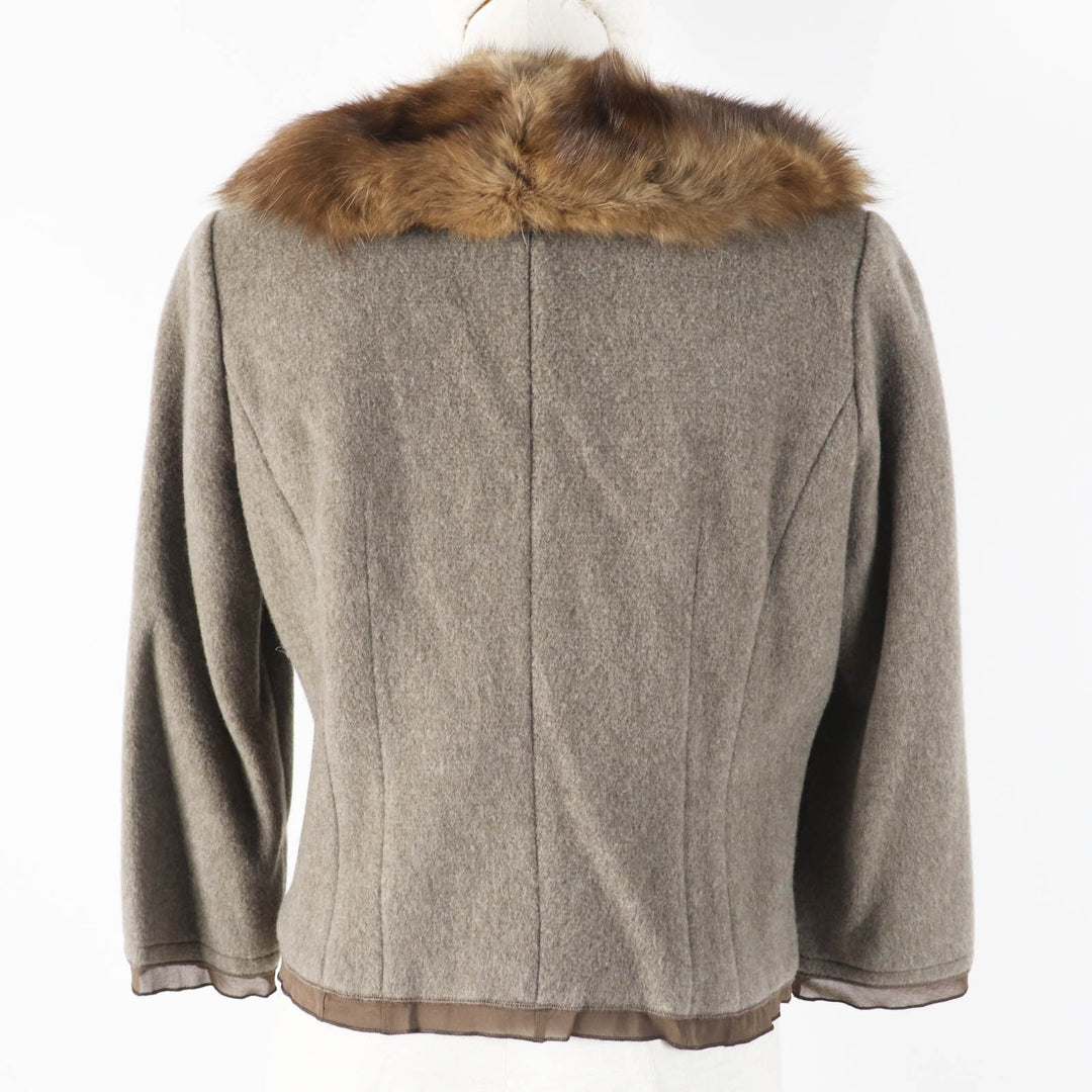FOXEY Jacket 19625 Main: 100% cashmere, Lining: 97% silk, Lining: 3% polyurethane, Fur: Russian sable Brown Women 40 Used Authentic