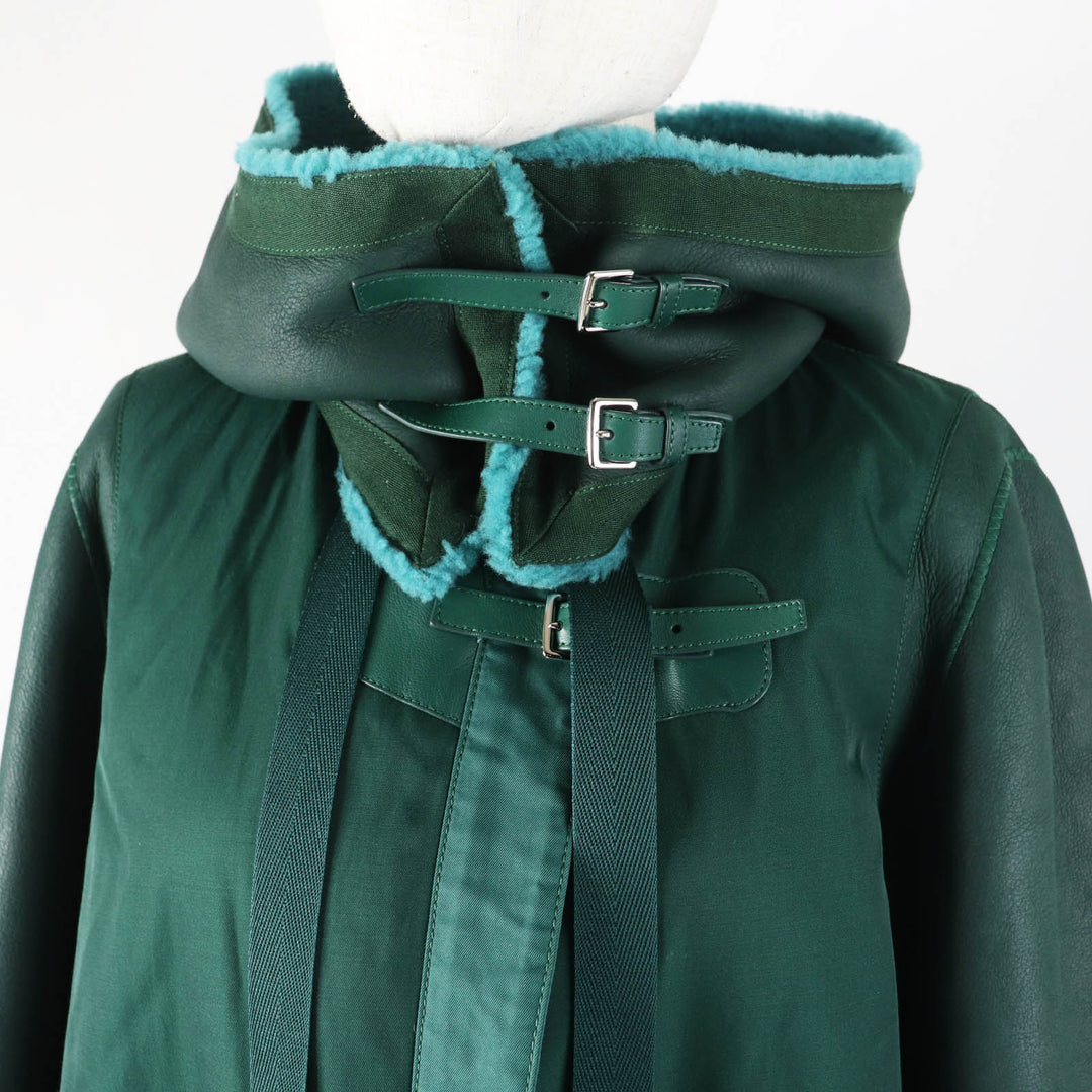 HERMES Mouton coat Main: Sheepskin, Part: 70% Nylon, Part: 30% Cotton, Part: 100% Cotton, Part: 65% Cotton green Women 34 Used Authentic