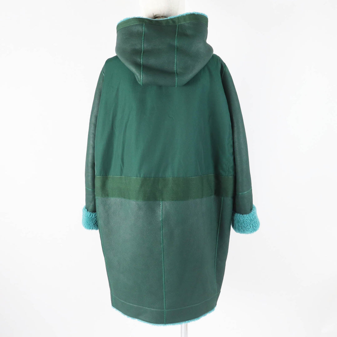 HERMES Mouton coat Main: Sheepskin, Part: 70% Nylon, Part: 30% Cotton, Part: 100% Cotton, Part: 65% Cotton green Women 34 Used Authentic