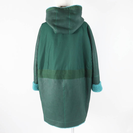 HERMES Mouton coat Main: Sheepskin, Part: 70% Nylon, Part: 30% Cotton, Part: 100% Cotton, Part: 65% Cotton green Women 34 Used Authentic