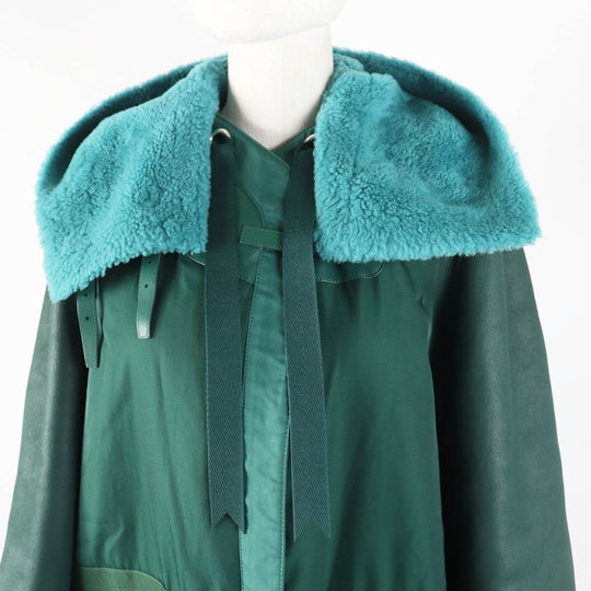 HERMES Mouton coat Main: Sheepskin, Part: 70% Nylon, Part: 30% Cotton, Part: 100% Cotton, Part: 65% Cotton green Women 34 Used Authentic