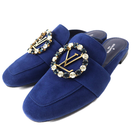 LOUIS VUITTON Mule Main: Suede leather Navy Women 36 Used Authentic