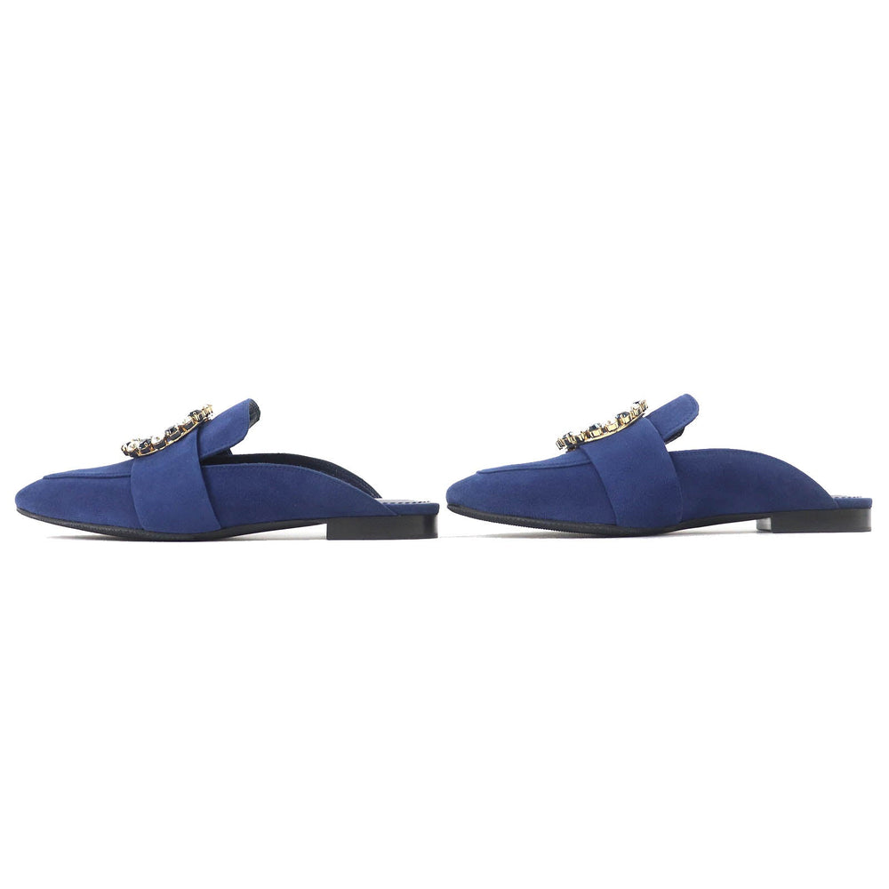 LOUIS VUITTON Mule Main: Suede leather Navy Women 36 Used Authentic