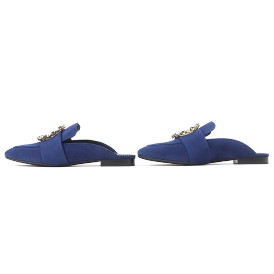 LOUIS VUITTON Mule Main: Suede leather Navy Women 36 Used Authentic