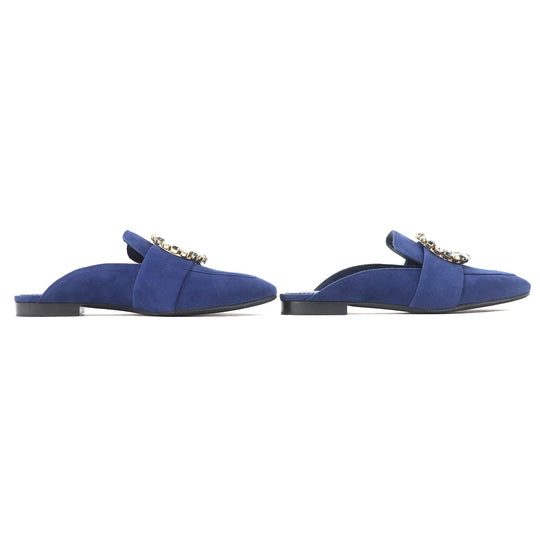 LOUIS VUITTON Mule Main: Suede leather Navy Women 36 Used Authentic