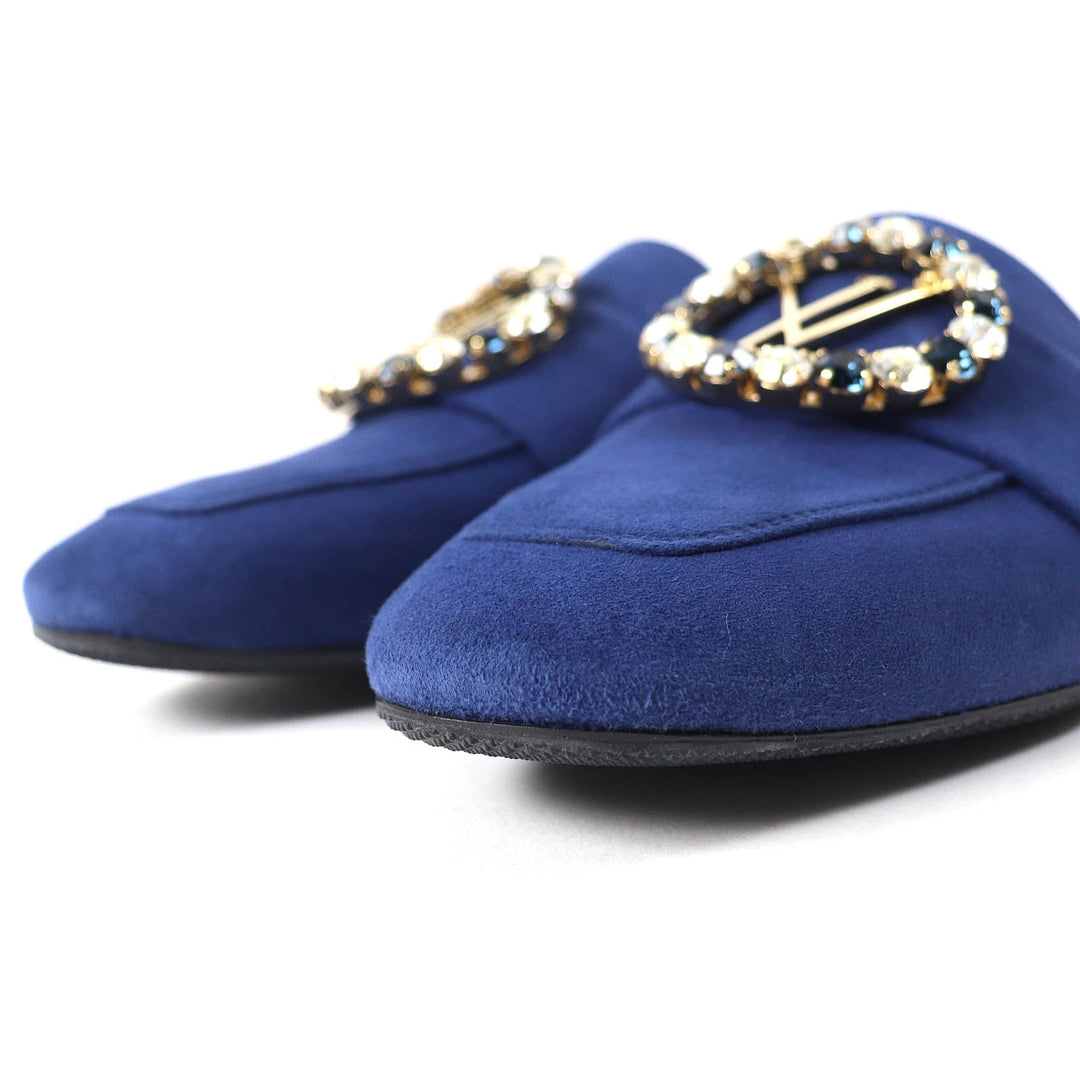 LOUIS VUITTON Mule Main: Suede leather Navy Women 36 Used Authentic