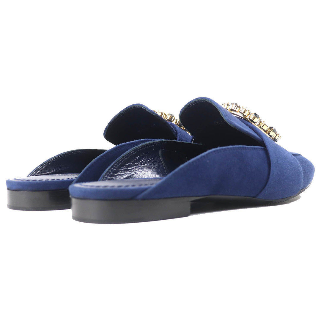 LOUIS VUITTON Mule Main: Suede leather Navy Women 36 Used Authentic