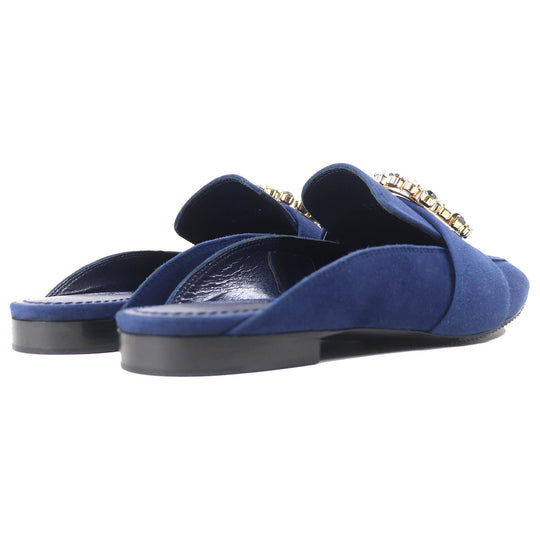 LOUIS VUITTON Mule Main: Suede leather Navy Women 36 Used Authentic
