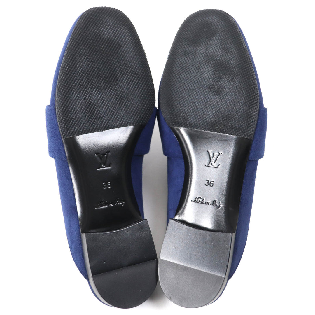 LOUIS VUITTON Mule Main: Suede leather Navy Women 36 Used Authentic